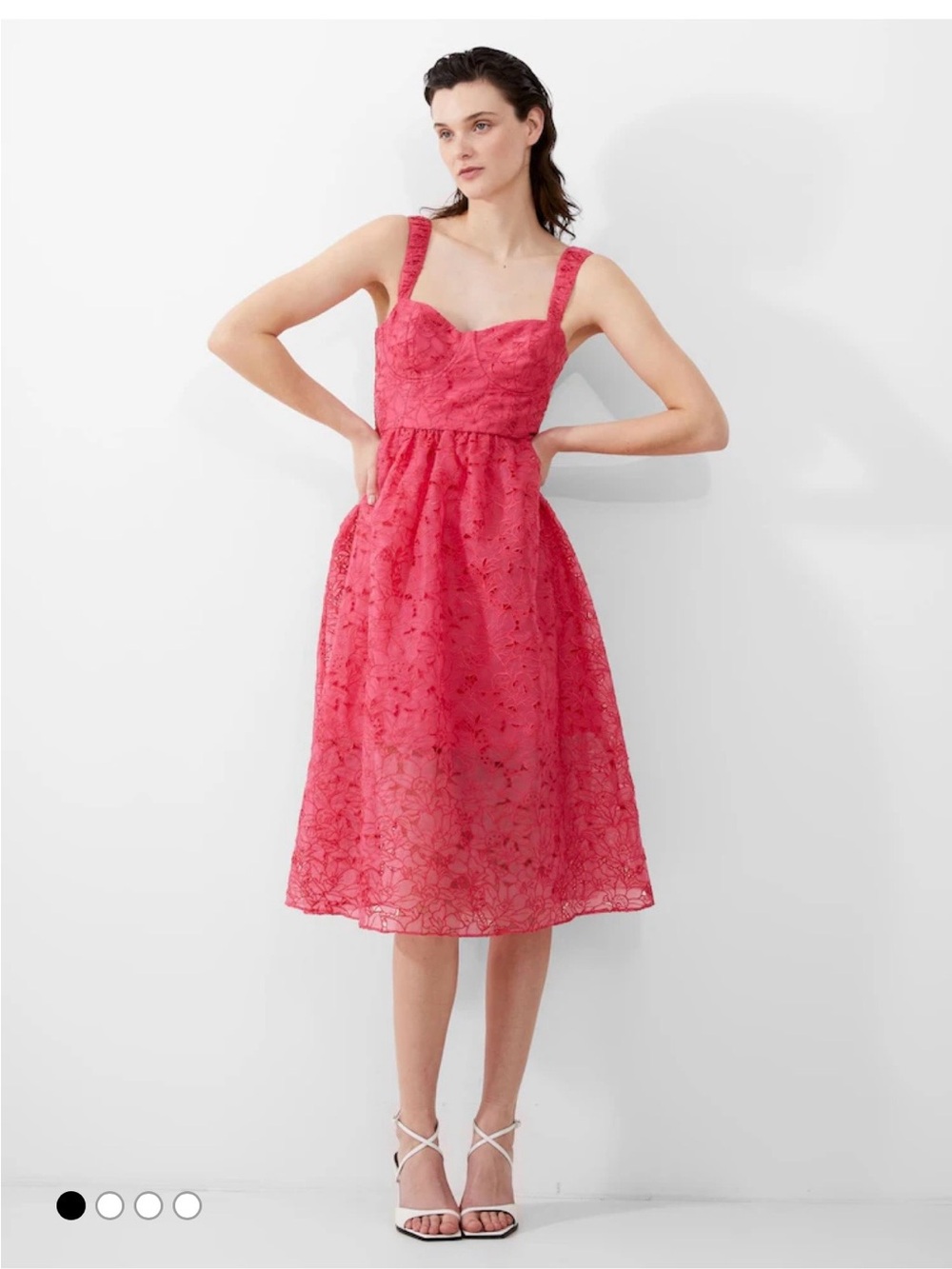 French Connection Rose-Red Lace Midi Dress